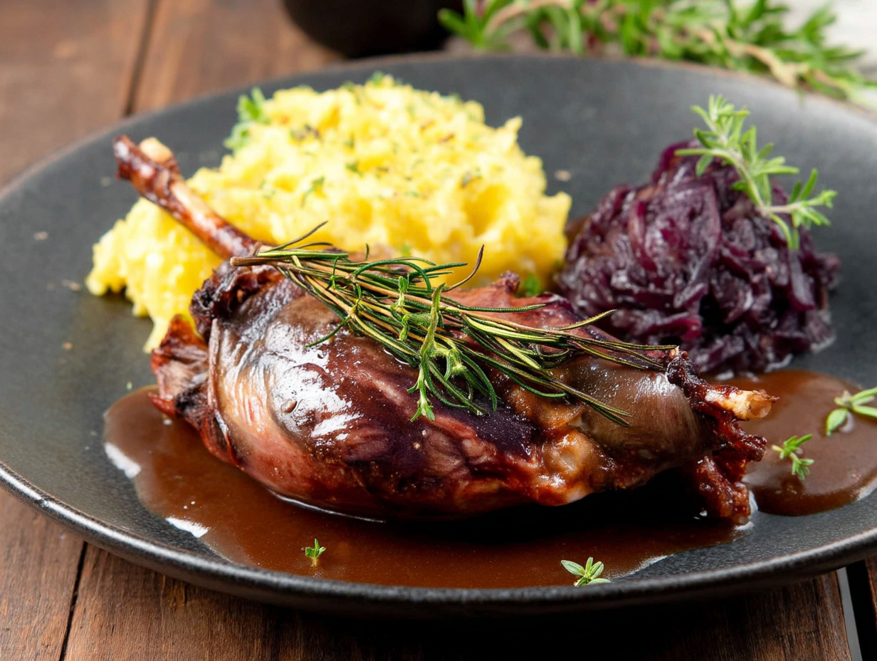 Geschmorte Wildhasenkeule für 4 Personen